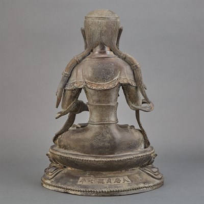Lot 160 - Chinese Bronze Buddha Seated in dhyanasana on...