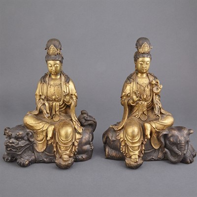 Lot 158 - Two Similar Chinese Gilt-Bronze Figures of...