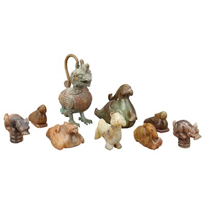 Lot 151 - Group of Six Chinese Archaic Style Jade Birds;...