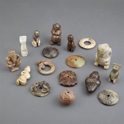 Lot 152 - Group of Seventeen Chinese Jade Articles...