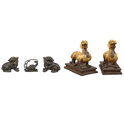 Lot 138 - Group of Chinese Bronze Mythical Animals...