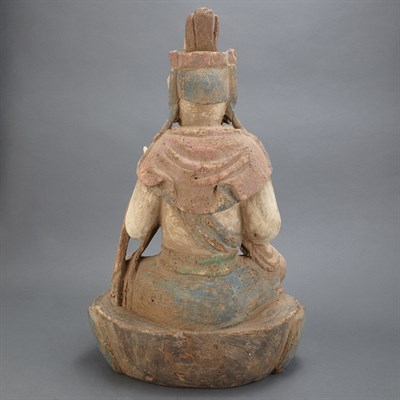 Lot 169 - Two Chinese Painted Wood Standing Immortals...