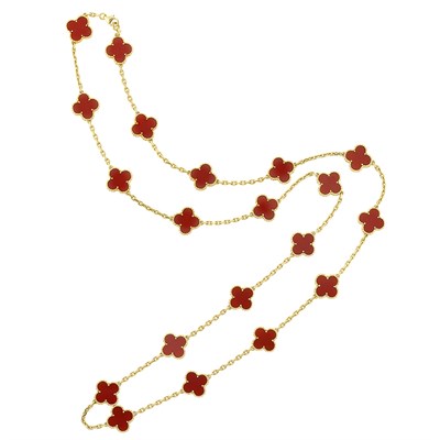 Lot 3 - Gold and Carnelian 'Alhambra' Necklace, Van Cleef & Arpels, France