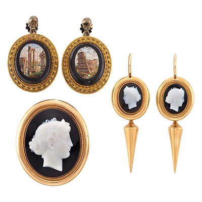 Lot 1340 - Group of Antique Low Karat Gold and Metal Jewelry