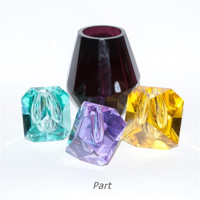 Lot 131 - Group of Four Colored Glass Candle Holders;...
