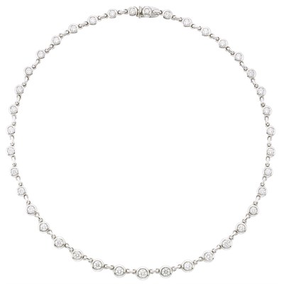 Lot 3242 - White Gold and Diamond Necklace