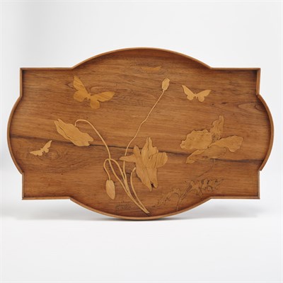 Lot 580 - Galle Art Nouveau Marquetry Inlaid Fruitwood...