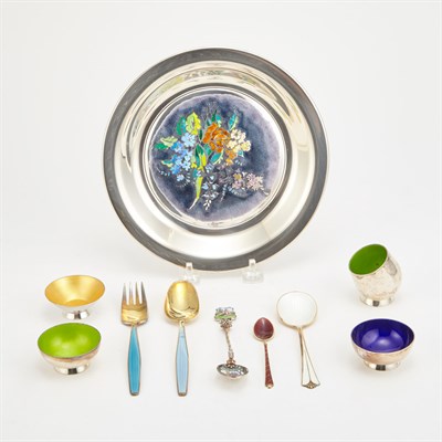 Lot 319 - Group of Silver, Silver Plated and Enamel...