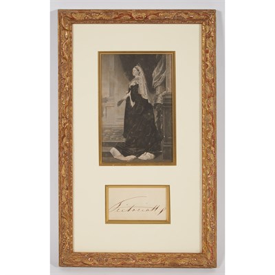 Lot 178 - QUEEN VICTORIA Signature, on card, framed with...