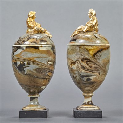 Lot 366 - Pair of Wedgwood and Bentley Variegated Agate...