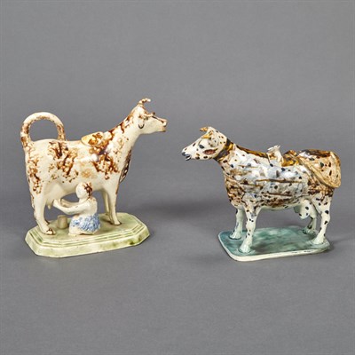 Lot 369 - Two Creamware Milk Jugs Each in the form of a...