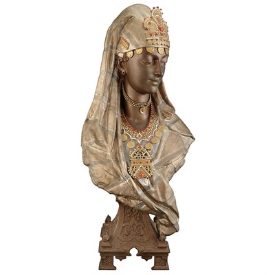 Lot 438 - Cold Painted Spelter Bust of an Orientalist...