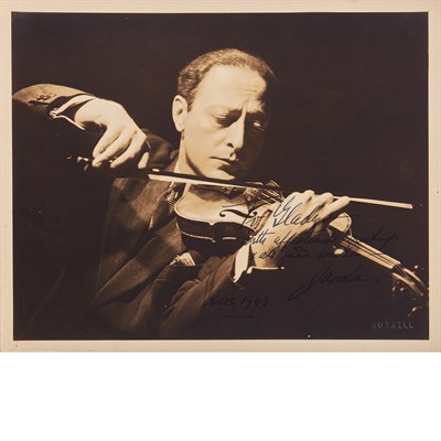 Lot 180 - HEIFETZ, JASCHA Inscribed photograph, "To...