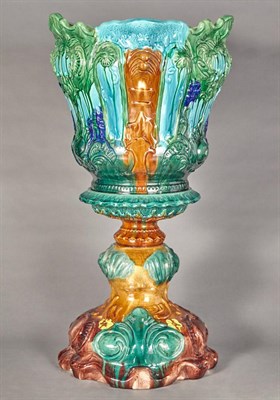 Lot 180 - Majolica Jardiniere on Pedestal Stand Height...