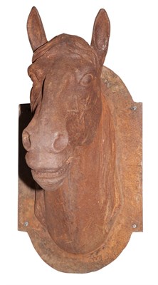 Lot 163 - Pair of Rusted Metal Horse Heads Height 29 1/2...
