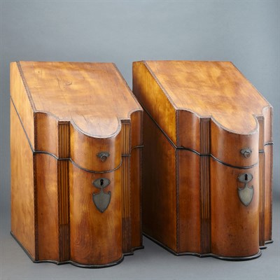 Lot 474 - Pair of George III Satinwood Cutlery Boxes...