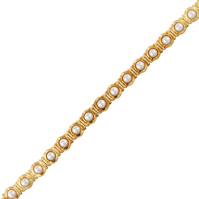 Lot 1199 - Gold and Cultured Pearl Bracelet and Ring