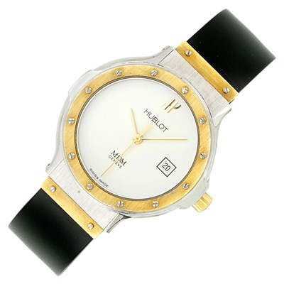 Lot 1172 - Lady's Stainless Steel, Gold and Rubber Wristwatch, Hublot