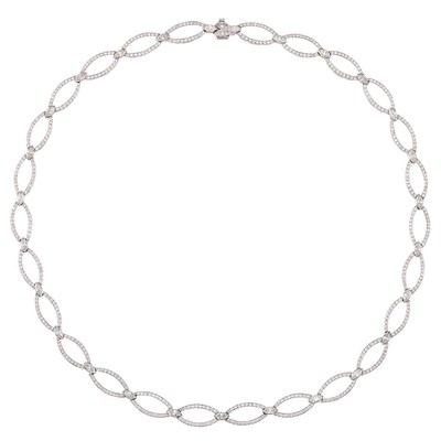 Lot 1164 - White Gold and Diamond Necklace