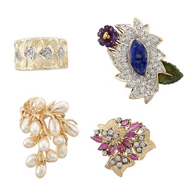 Lot 1232 - Four Gold and White Gold Rings