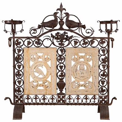 Lot 222 - Renaissance Style Wrought Iron and Stone Fire...