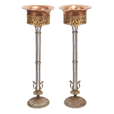 Lot 374 - Pair of Wrought Iron and Parcel Gilt Planter...