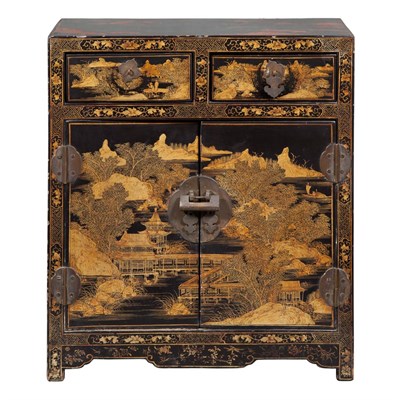 Lot 273 - Chinese Export Black Lacquered and Gilt...