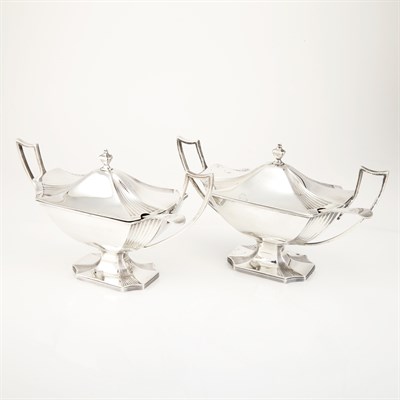 Lot 269 - Pair of George III Silver Covered Sauce...