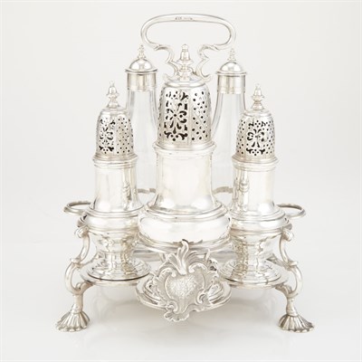 Lot 282 - George II Sterling Silver Cruet Set Samuel...