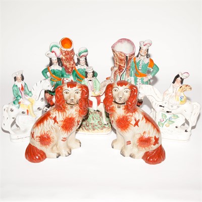 Lot 266 - Group of Seven Staffordshire Pottery Figures...
