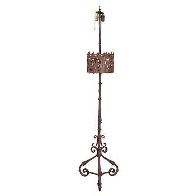 Lot 218 - Renaissance Style Wrought Iron Standing Lamp...