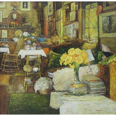 Lot 20 - Trevor James 20th Century Woman Reading in an...