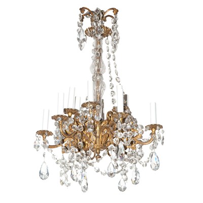 Lot 367A - Rococo Style Gilt-Metal and Cut Glass...