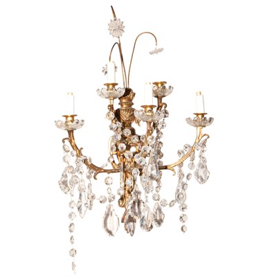 Lot 337 - Pair of Gilt-Metal and Glass Five-Light...