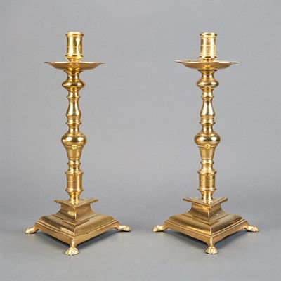 Lot 292 - Pair of Baroque Style Brass Candlesticks...