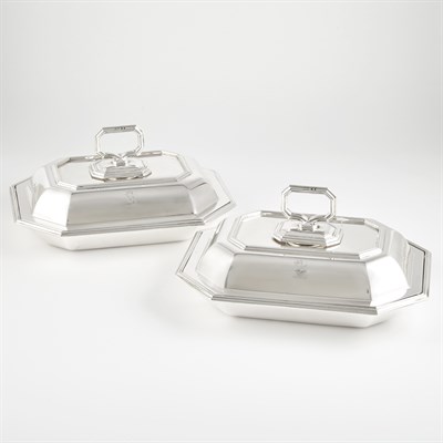 Lot 277 - Pair of George V Sterling Silver Covered...