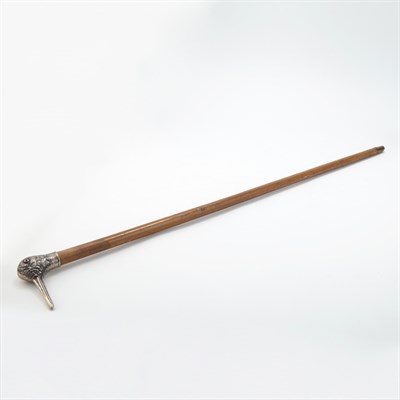 Lot 372 - Continental Silver Walking Stick Late...
