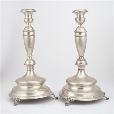 Lot 383 - Pair of Austrian Silver Candlesticks Late...