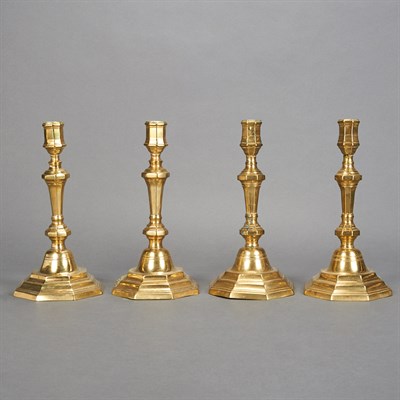 Lot 210 - Set of Four Brass Candlesticks Height 9 3/4...