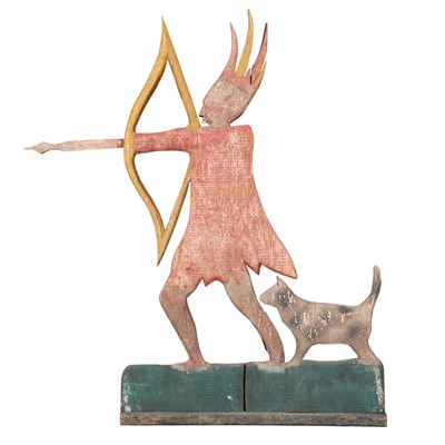 Lot 153 - Painted Wood Indian-Form Weather Vane Height...
