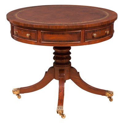 Lot 287 - Georgian Style Mahogany and Rosewood Drum...
