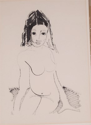 Lot 3 - 20th Century School Seated Nude Ink on paper...