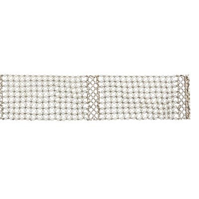 Lot 469 - Belle Epoque Platinum, Gold, Seed Pearl and Diamond Choker Necklace, Marcus & Co.