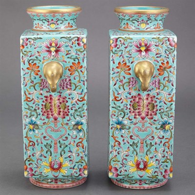 Lot 228 - Pair of Chinese Famille Rose Glazed Porcelain...