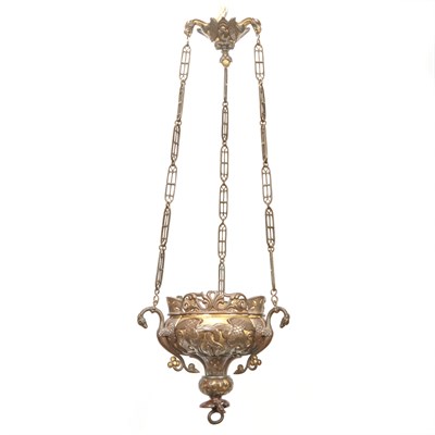 Lot 495 - Gothic Style Bronze Hall Lantern The squat urn-...