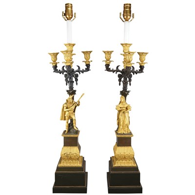 Lot 265 - Pair of Gilt and Patinated-Bronze Figural...