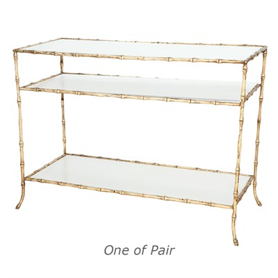 Lot 172 - Pair of Metal and Glass Faux Bamboo Side...