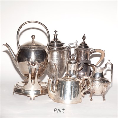Lot 192 - Group of Six Silver Plated Tea Articles Height...