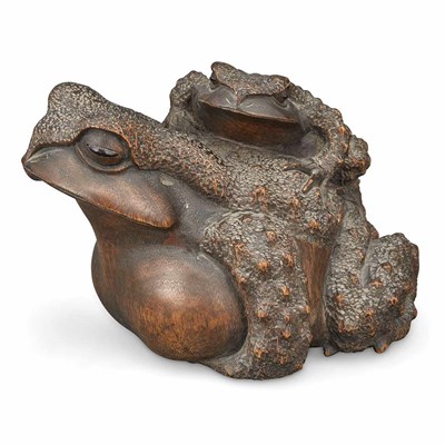 Lot 22 - Japanese Boxwood Toad Group 19th Century...