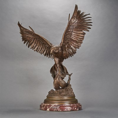 Lot 478 - Bronze Figure Group of an Eagle with Prey...